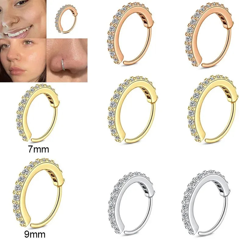 1pc 20G Zercon Septum Nose Rings Hoops for Women, Small Piercing Nose Ring Cartilage Tragus Helix Earring Piercing Jewelry