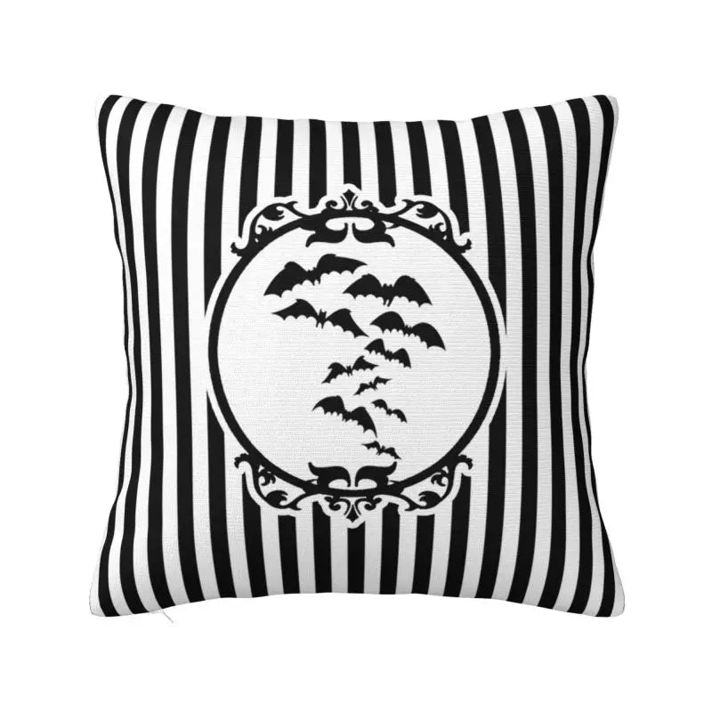 Custom Gothic Halloween Lace Bats Cushion Cover 45x45 Cm Polyester Throw Pillow Case For Sofa Living Room Decoration Pillowcase