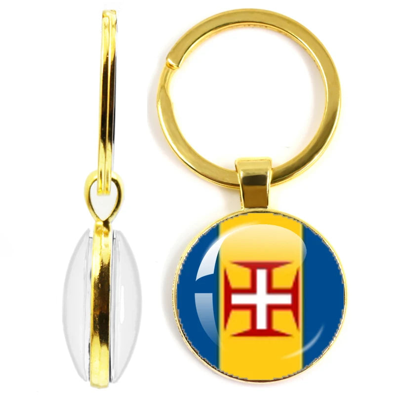 National Flag Glass Double-Sided Keychain Ethiopia Islas Canarias Kenya Sudan Madeira Melilla South Sudan Ceuta Seychelles