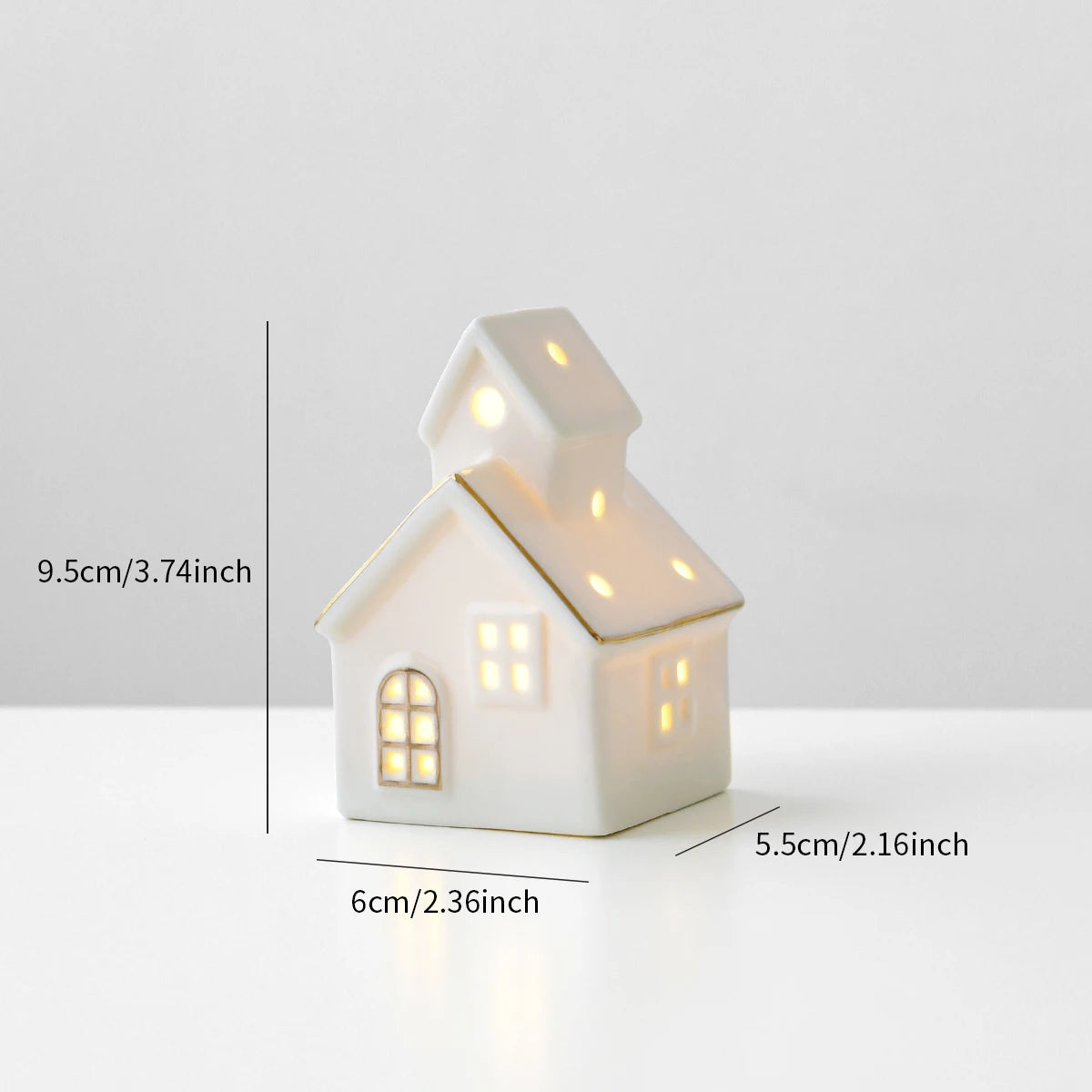 1 Piece Ceramic Glowing Ceramic House Decorative Ornament for Living Room Festive Wedding Family Table Decoration Holiday Gift
