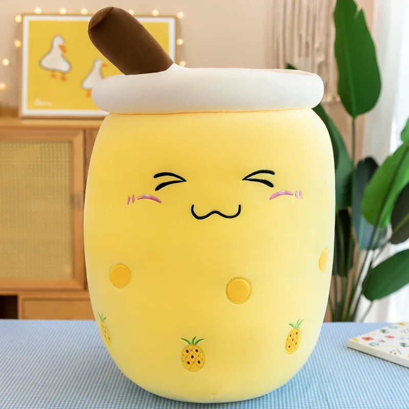 24CM Cute Stuffed Boba Plush Bubble Tea Real-life Bubo Food Milk Cup Plushie Pillow Soft Kawaii Plush Toys Gifts for Kids Baby