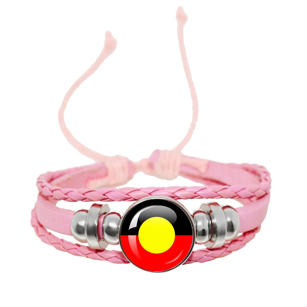 Australian Aboriginal Flag National Emblem Dangle Glass 25mm Key Chain Fashion  Key Chains Glass Cabochon Lady  Key Chains Jewel