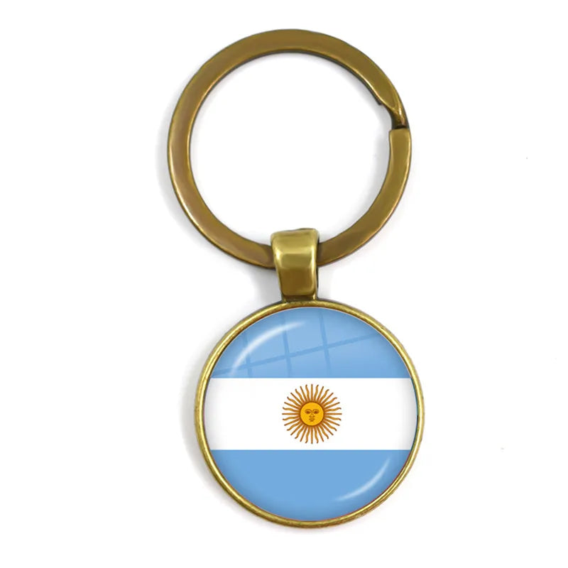 National Flag Round Keychain Korea, Serbia, Russia, Slovenia, Argentina, the United States, Turkey, Spain, Dominica Keyring Gift