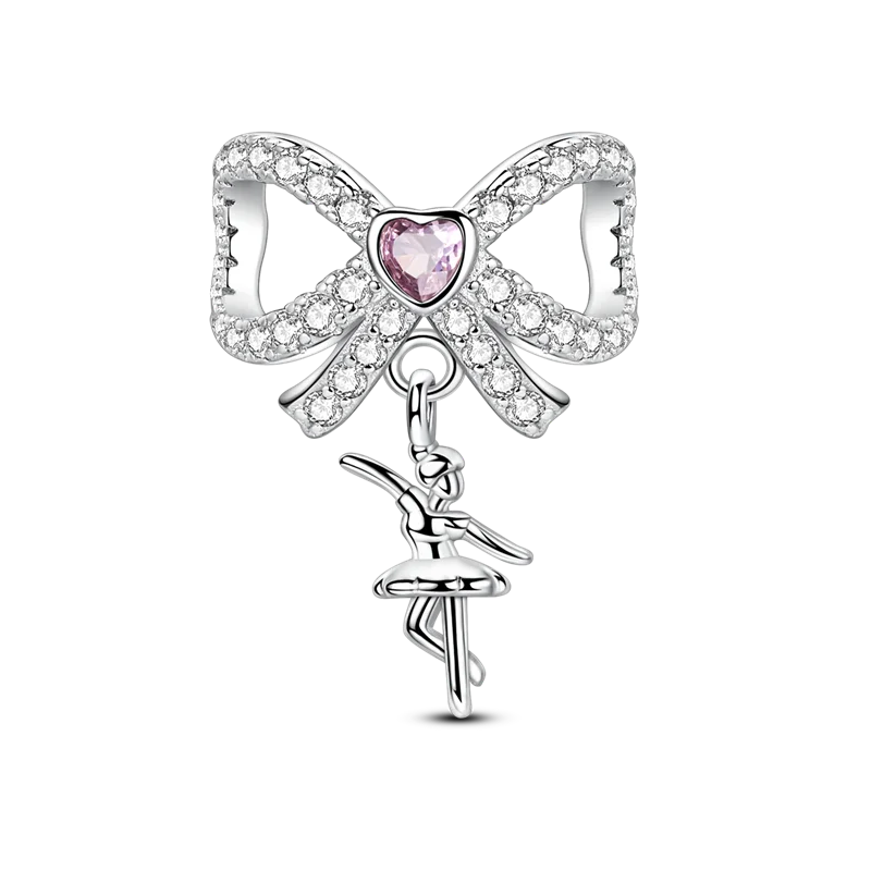 Original Charms Bead 925 Sterling Silver Inlaid Zirconium Bowknot Love Heart Balloon Pendants Fit Bracelet DIY Jewelry Marking
