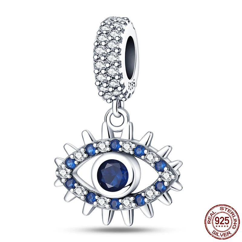 100% Real 925 Sterling Silver Classic Devil's Eye Charms Beads For Women Fit Original Qikaola Bracelets Fine DIY Jewelry Making