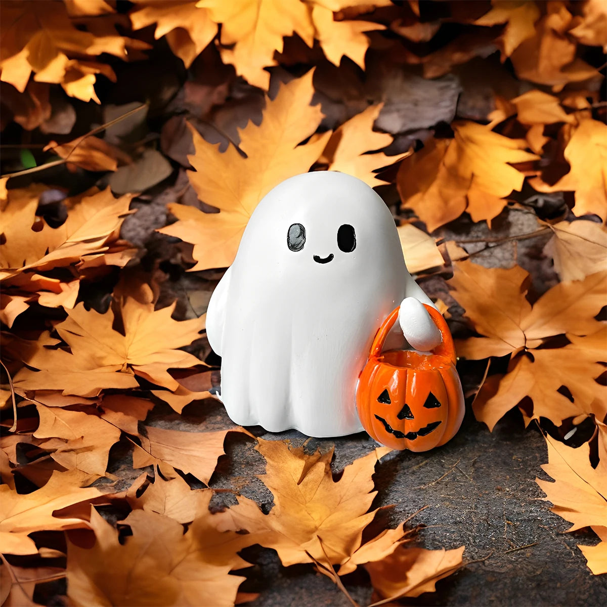 1Pc Resin Horror Ghost Statue Ornament, Halloween Ghost Statue, Halloween Ghost Portable Pumpkin Statue, Halloween Decorative Ornament (Note: the Bottom of This Product Can Hold Led Tea Lamp, Electronic Candle, but This Produ