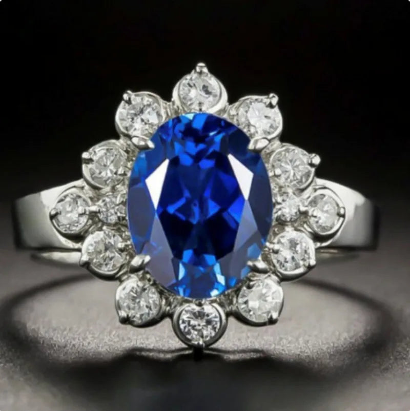 Cut 3.2ct to create blue Zircon ring original charm engagement ring