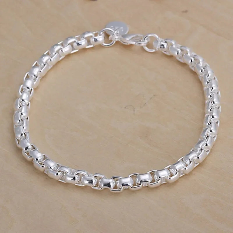 Genuine 925 Sterling Silver Noble Nice Chain Solid Bracelet For Women Men Charms Party Gift Wedding Engagement Fashion Jewelry