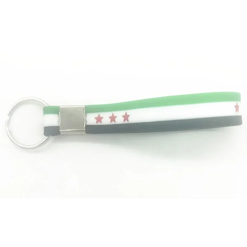 Syria Flag Silicone Rubber Bracelets Sports Wrist Band Bangle for Women Men Special Gift for Lover Healthy Exercise Keychains