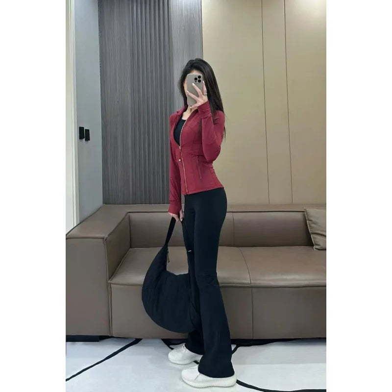 Yoga Clothes Women Define Jacket With Logo Wear Long Sleeve Full Zipper Sports Gym Workout Clothing Slim Fit Dupes Athletic