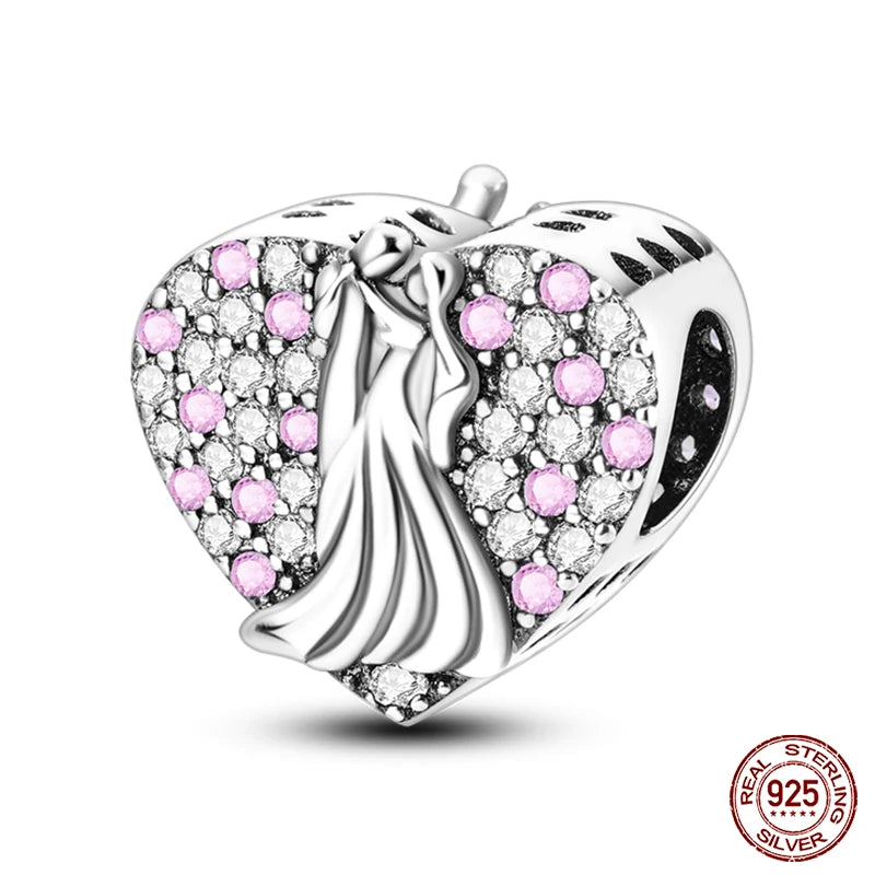 925 Sterling Silver Romantic Heart Series Charms Beads Fit Qikaola 925 Original Bracelet DIY Mother's Day Jewelry Gifts