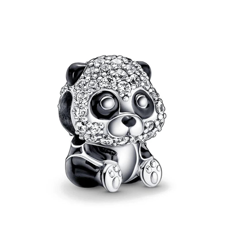 New 925 Sterling Silvering Panda Elephant Porker Charm Of 925 Chain Beaded Fit Original Pendant Bracelet DIY Ladies Jewelry