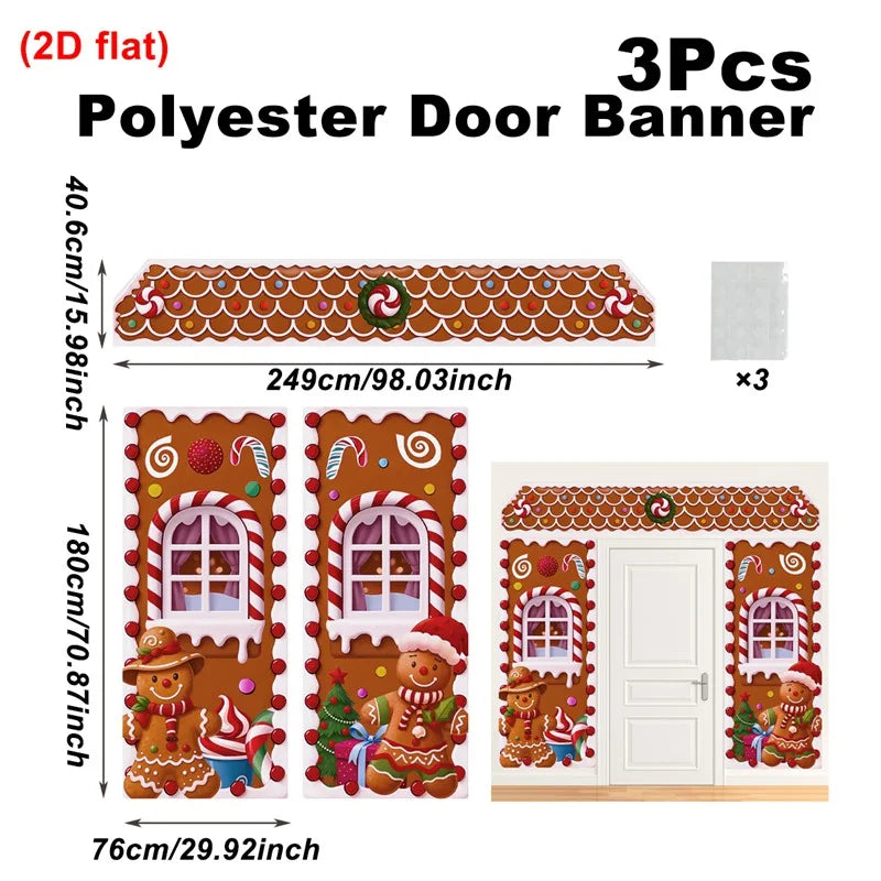 Christmas Gingerbread Man Banner Couplet Christmas Decor for Home 2025 Door Cover Xmas Ornament Navidad Natal New Year Gift 2026