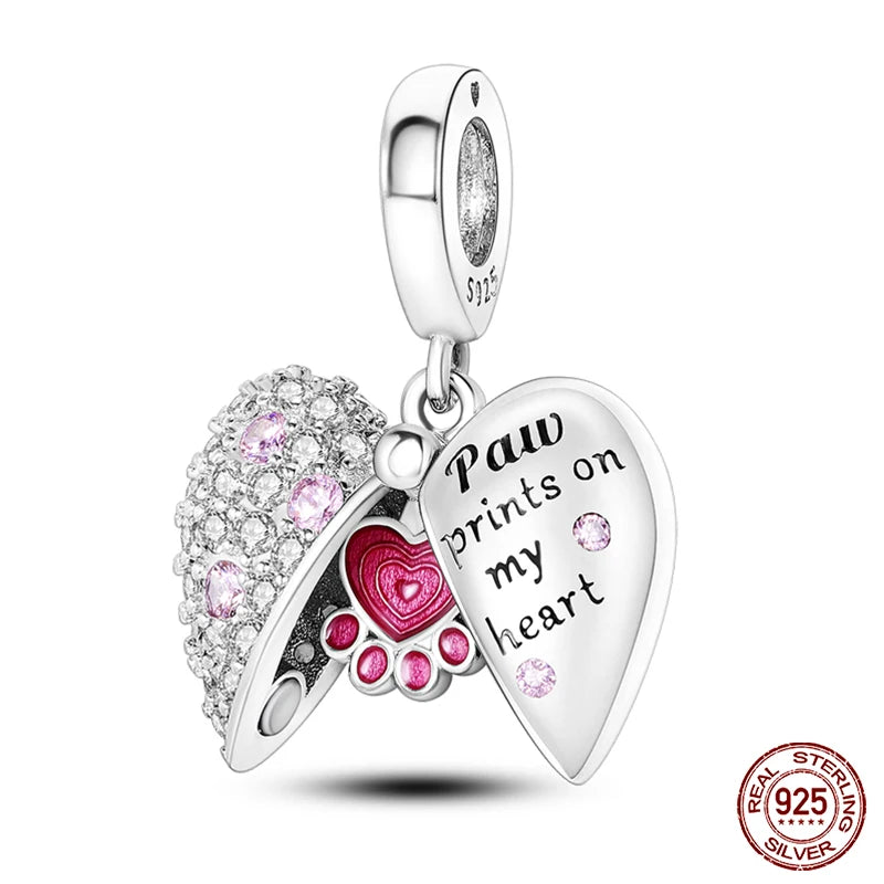 Real 925 Sterling Silver Pink Series Heart Charms Beads Fit Qikaola 925 Original Bracelets DIY Mother's Day Jewelry Gift For Mom