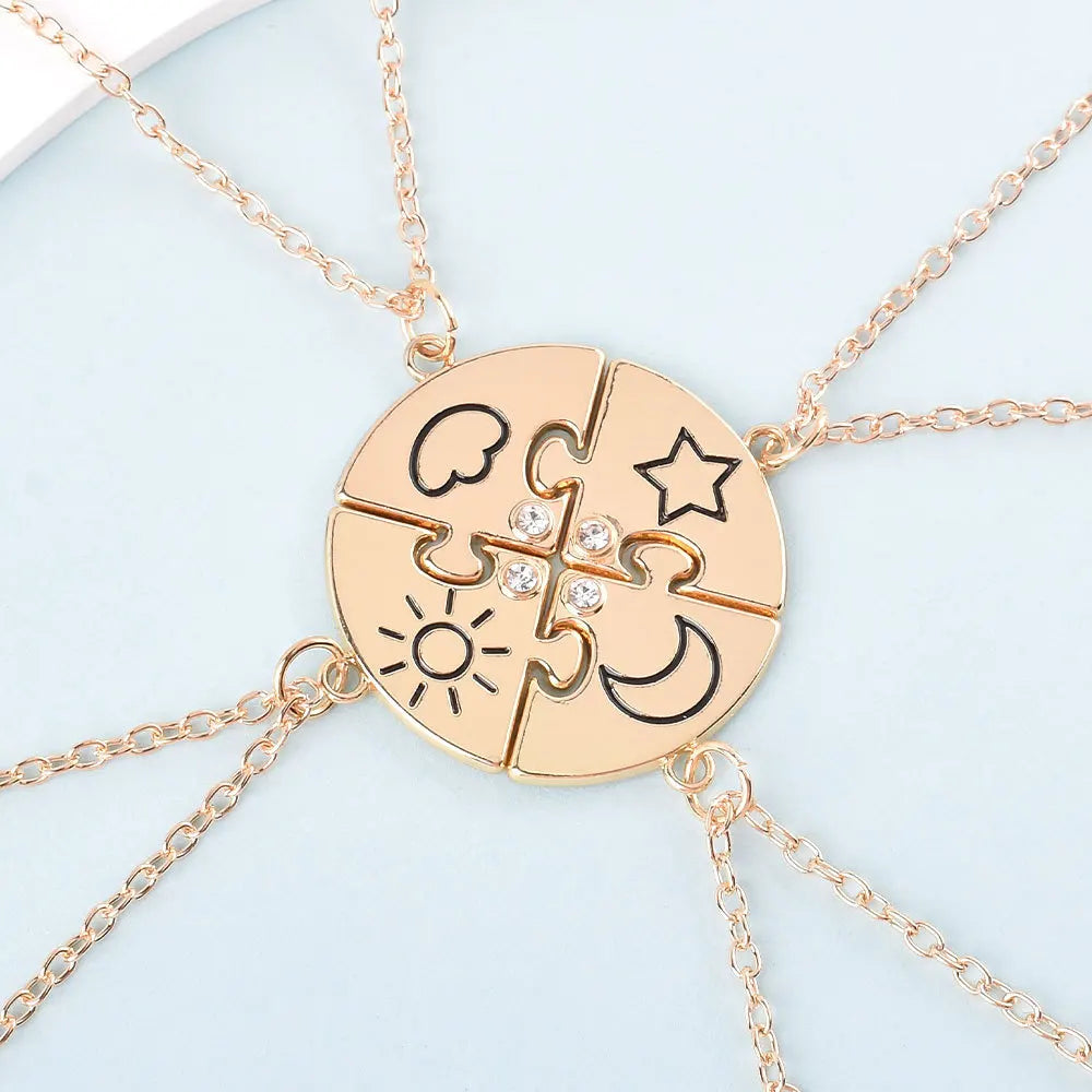 Lovecryst 3/4Pcs/set Heart-shaped Stitching Best Friend Necklace BFF Friendship Jewelry Gifts for Girls