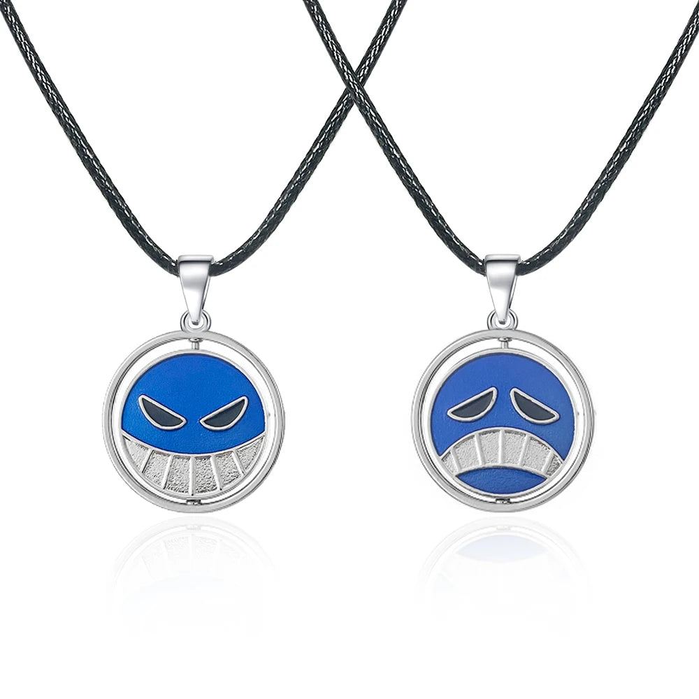 Anime Ace Necklace For Women Men Metal Rotating Pendant Necklaces Jewelry Chains Choker Keychain Cartoon Cosplay Props Periphery