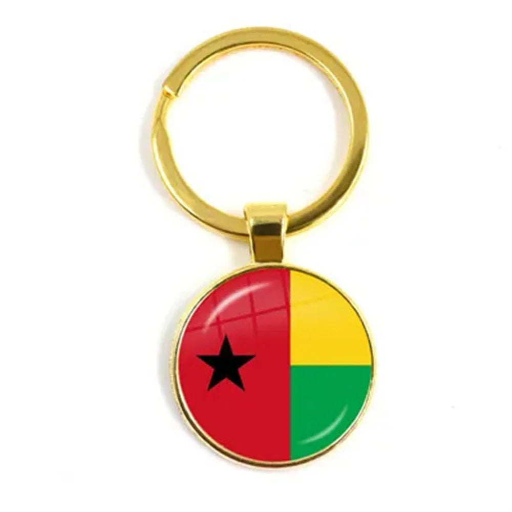 Western Sahara,Guinea,Saint Helena,Niger,Guinea-Bissau,Benin National Flag Keychain 25mm Glass Cabochon Key Rings For Gift