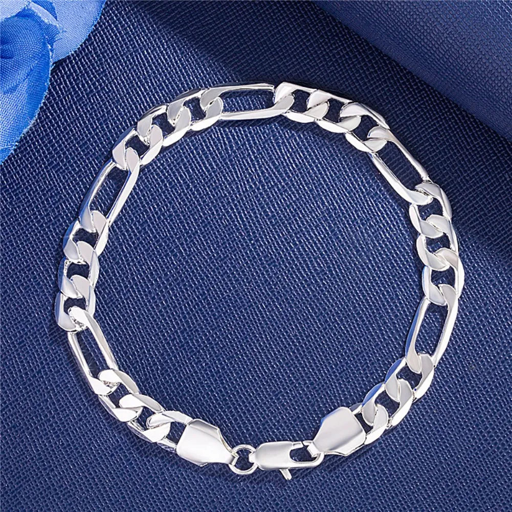 Fine Noble 925 Sterling Silver Solid Chain Bracelet For Women Men Charm Party Gift Wedding party Fashion Jewelry
