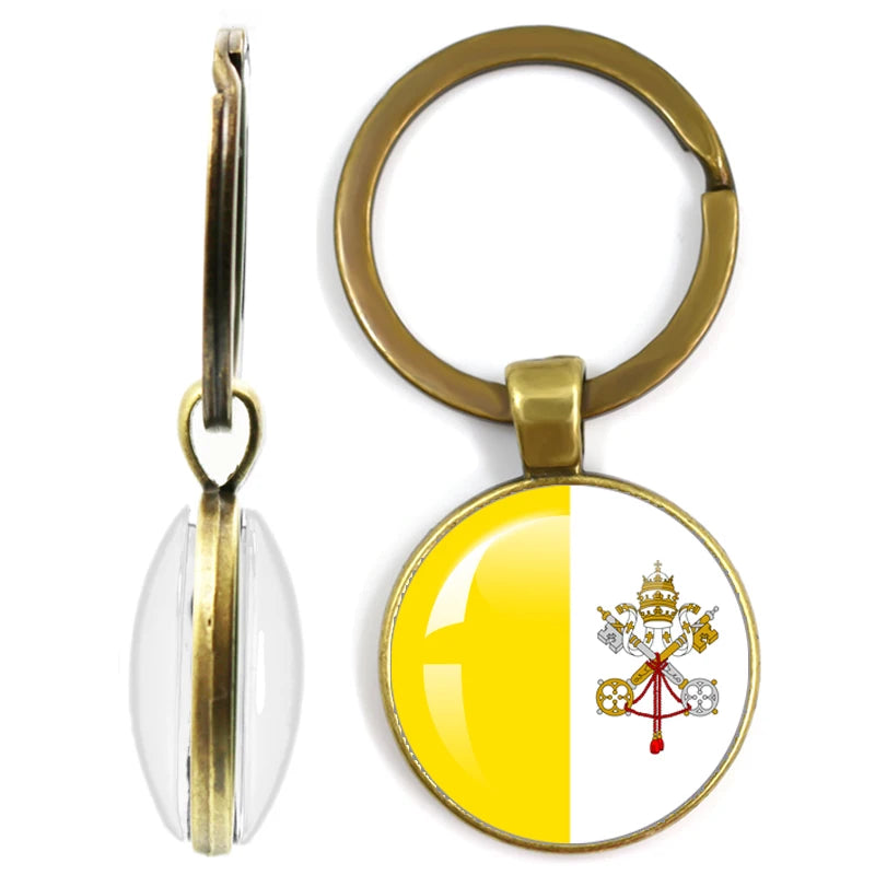 National Flag Glass Double-Sided Keychain Ethiopia Islas Canarias Kenya Sudan Madeira Melilla South Sudan Ceuta Seychelles