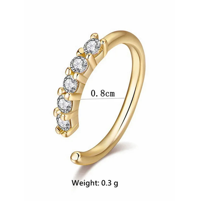 Fashion Single-row Miniature Zircon Nose Rings for Women Fine Drill Exquisite with Drill Opening Fake Nose Piercing Jewelry