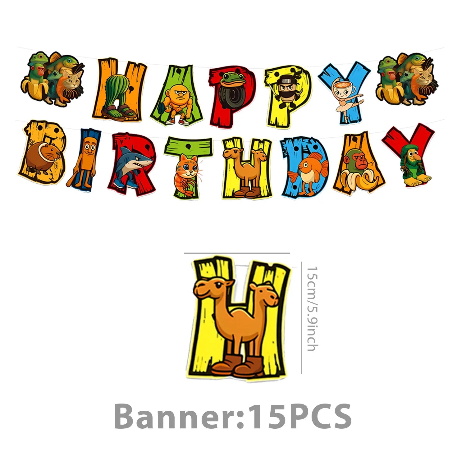 New Italian Brainrot Tablecloth Decorations Tung Tung Sahur Tralalo Theme Table Cover Tableware Set for Kids Birthday Party Gift