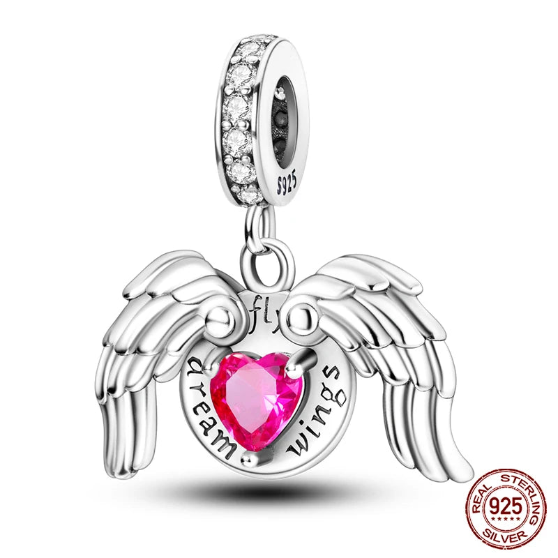 Real 925 Sterling Silver Pink Series Heart Charms Beads Fit Qikaola 925 Original Bracelets DIY Mother's Day Jewelry Gift For Mom