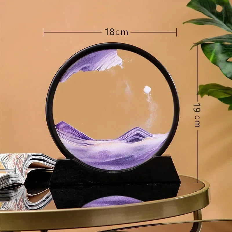 3D hourglass flowing sand art image sand circular glass deep water sand landscape crafts smooth painting family