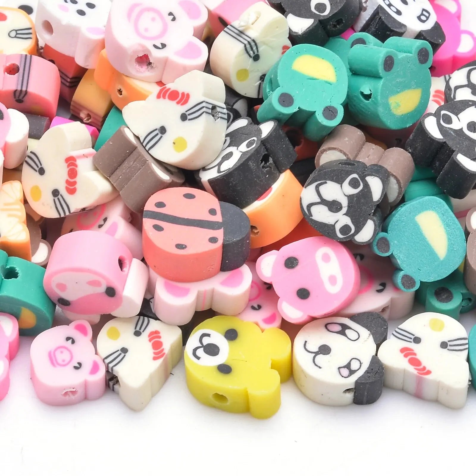 30pcs 10mm Heart Shape Beads Fruit Polymer Clay Beads Spacer Loose Beads for Jewelry Making DIY Handmade Bracelet