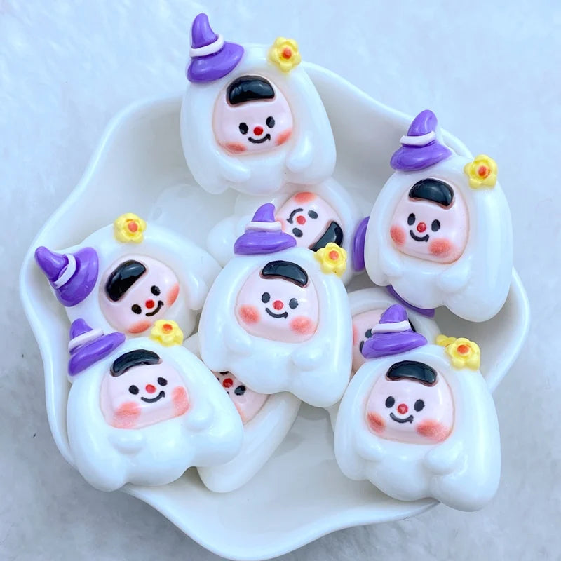8Pcs New Cute Resin Halloween Animal Series Flat Back Fit Phone Deco Parts Embellishments For Hair Bows Accessories