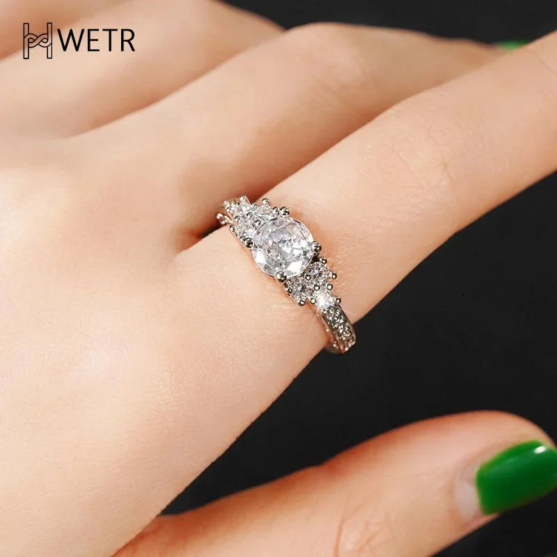 Exquisite Fashion Silver Color Engagement Rings For Women Fashion White Zircon Stones Ring Anniversary Bridal Wedding Jewelry
