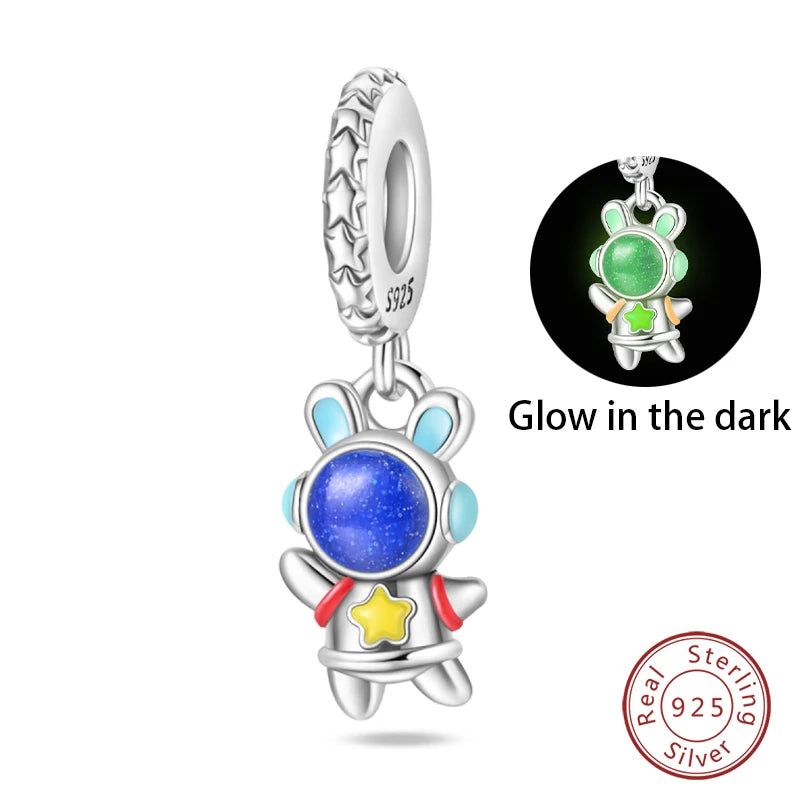 Fit Qikaola 925 Original Bracelet Fashion Bee Astronaut Eiffel Tower 925 Silver Charms Beads Fine DIY Birthday Jewelry For Women