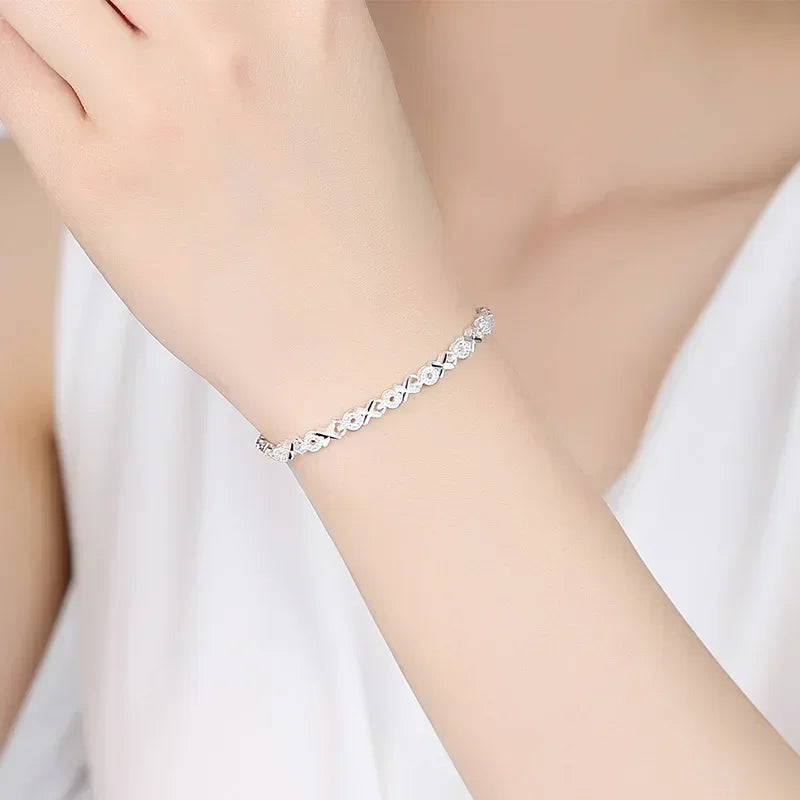 ALITREE 925 Sterling Silver Fashion Multiple Styles Bracelet Chain For Women Engagement Wedding Party Beautiful Jewelry Gift