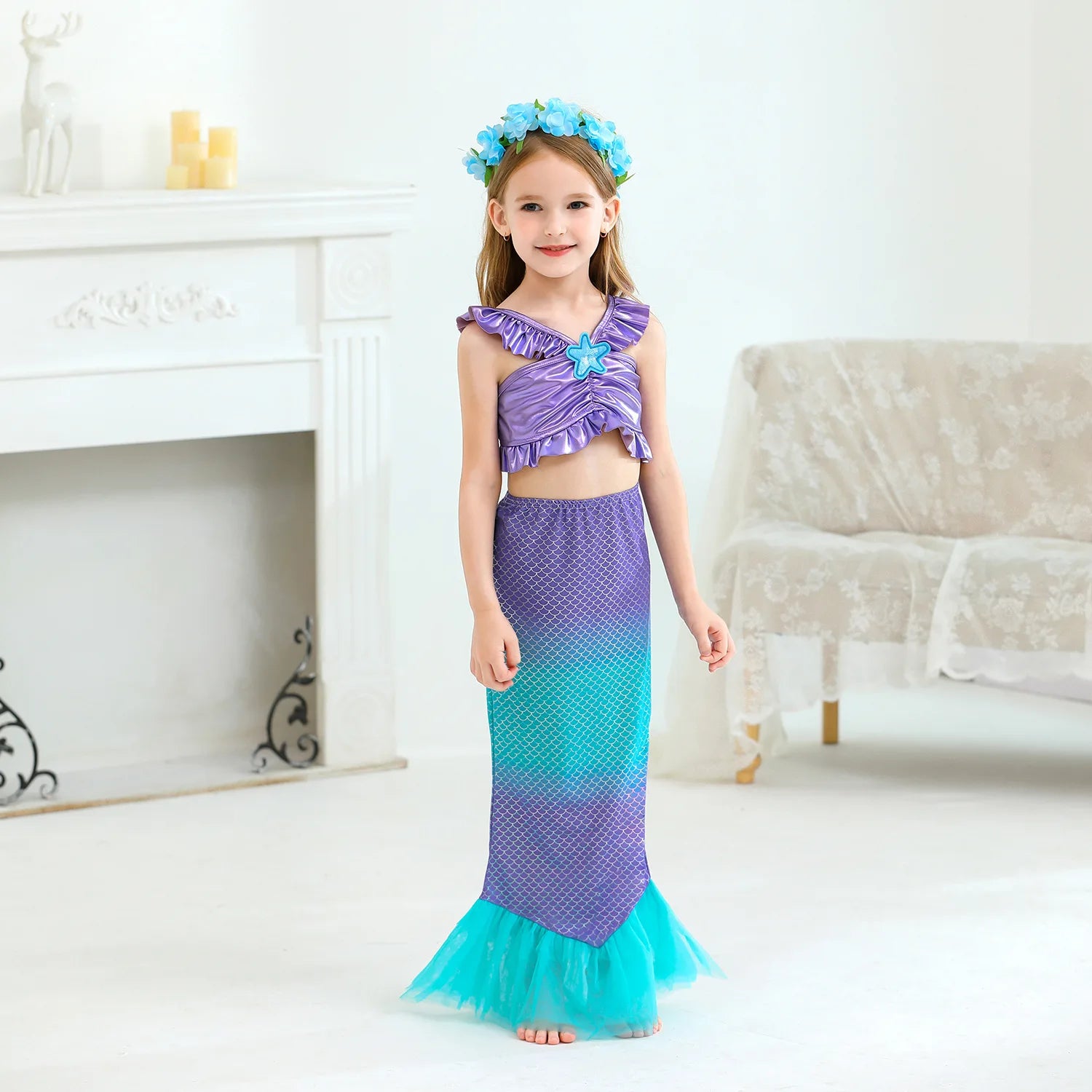 Purim Party Costumes for Baby Girls Princess Ariel Dress The Little Mermaid Cosplay Birthday Halloween Christmas Xms Gown