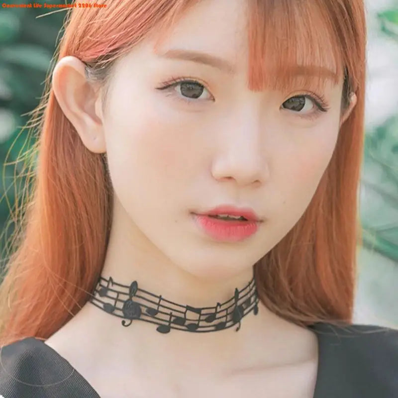 Handmade Black Short Necklace Featuring Unique Musical Note Design Women Jewelry for Fashionable Women and Music Lovers