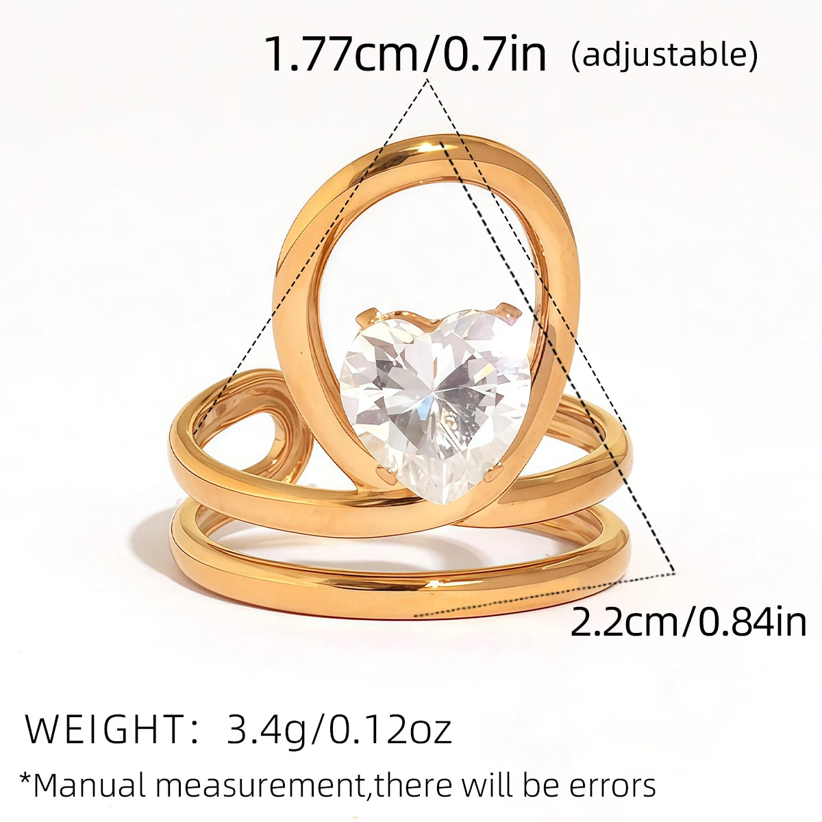 Statement Stainless Steel Delicate Shiny Cubic Zirconia Ring High Quality 18K Gold PVD Plated Finger Jewelry Gift