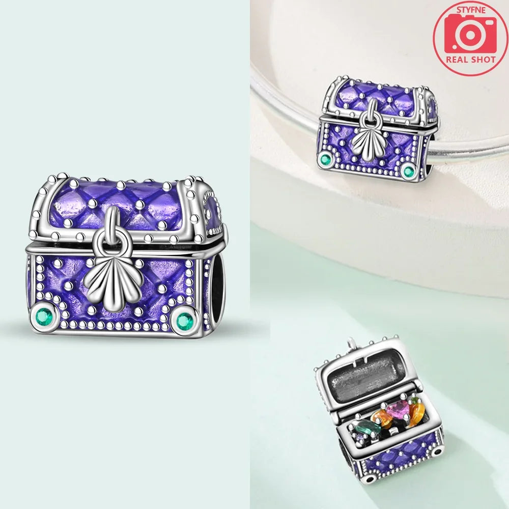 Original Treasure Box Marine Octopus Crab Pirate Charms 925 Silver Beads Fit Bracelet Women Accessories Jewelry Diy Gift Party