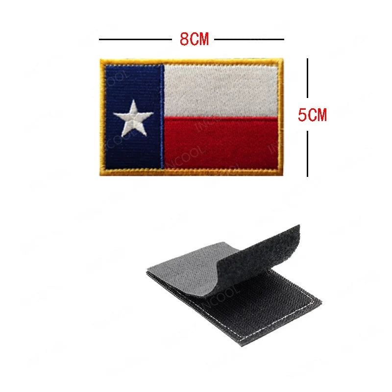 State of Texas Flag Full Embroidery Patches PVC Rubber Appliques TX Lone Star Tactical Decoration Badges For Clothing Backpack