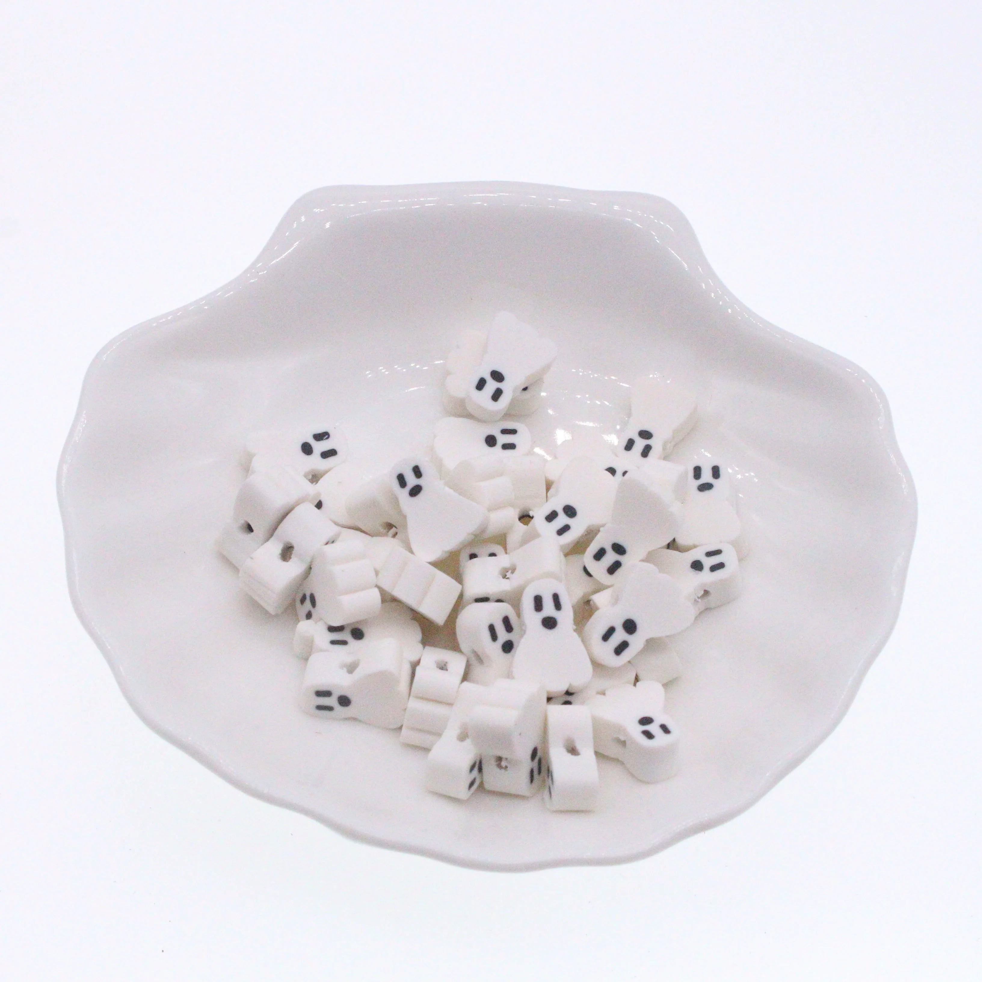 50Pcs Halloween Series Clay Beads Ghost Clay Polymer Spacer Beads For Handmade DIY Jewelry Making Bracelet Necklace Accessories