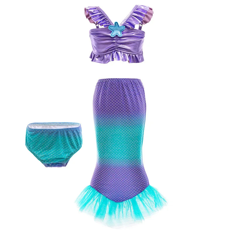 Purim Party Costumes for Baby Girls Princess Ariel Dress The Little Mermaid Cosplay Birthday Halloween Christmas Xms Gown