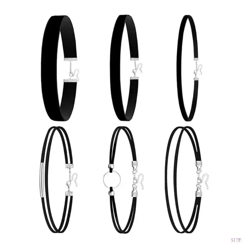 517F Adjustable Double Layer Black Textile Necklace Stylish Layering Piece For Trendy Outfits