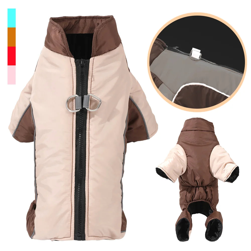 Warm Pet Clothes With D-ring Reflective Dog Jumpsuit For Small Medium Dogs Camouflage Puppy Coat For Winter Chihuahua Pug Jacket