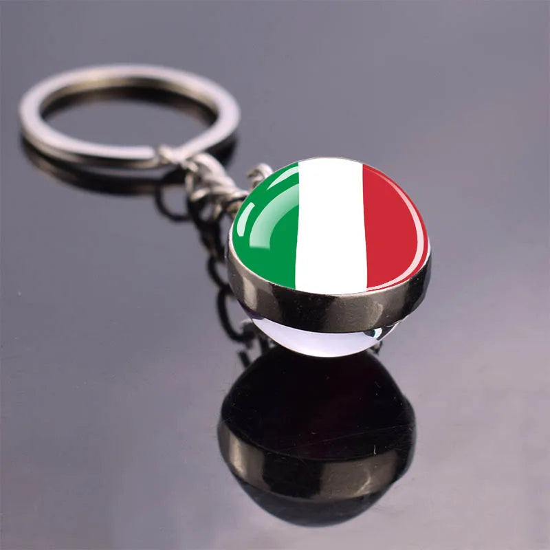 Europe Countries Flag Glass Ball Keychain Russia France Spain UK Italy Poland Ukraine Flag Keyring Travel Gift