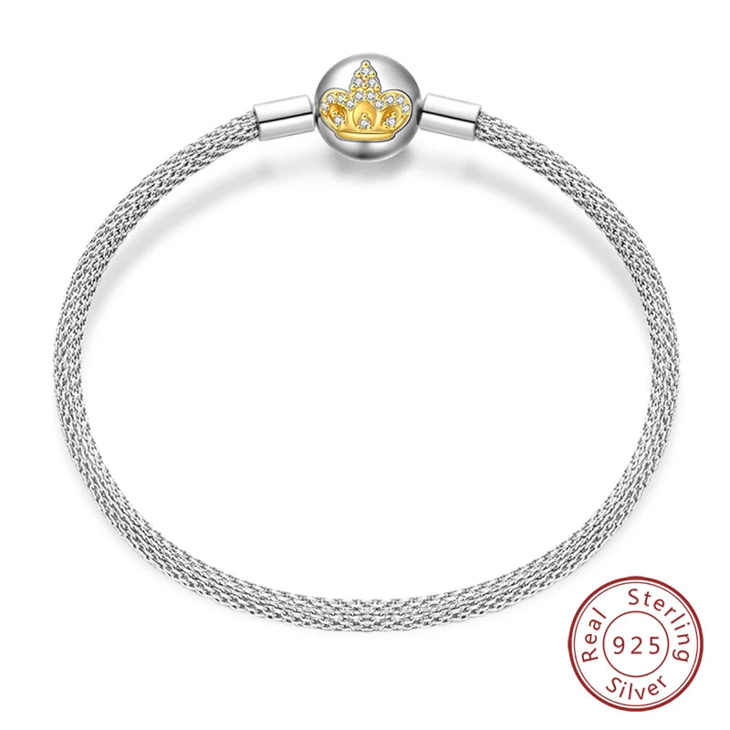 Original 17-20CM Silver 925 Bracelets Star Moon Starry Trajectory Cat Claw Love Zircon Bracelets Fit DIY Charms Birthday Jewelry