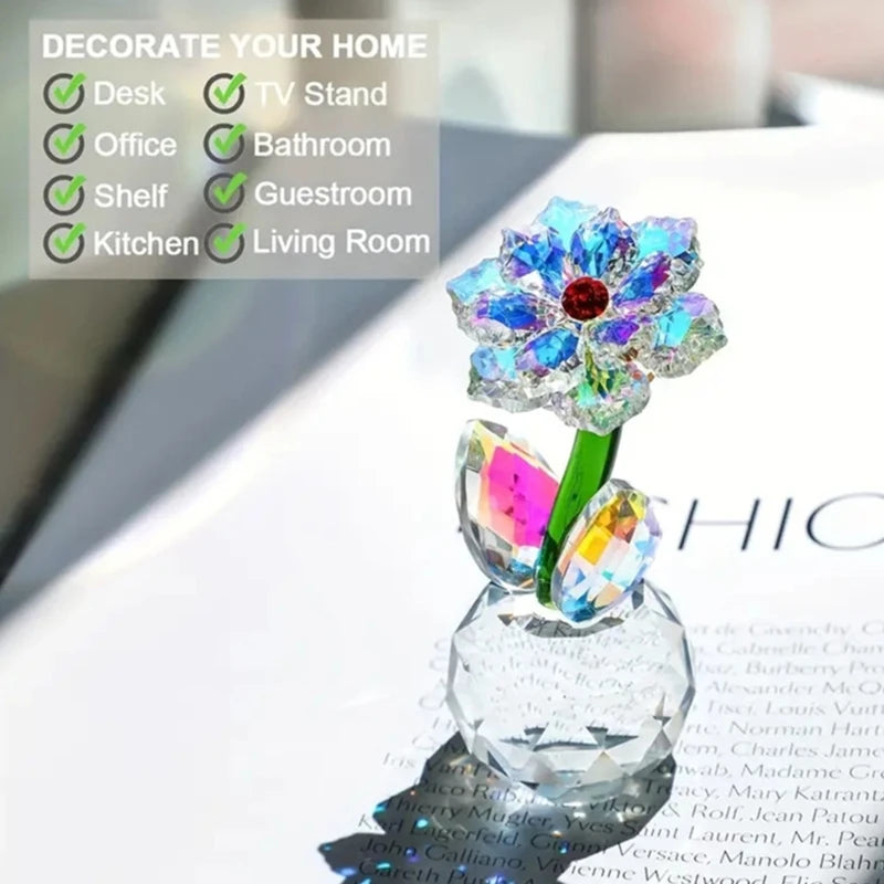 Sparkling Sunflowers Glass Figurine Crystal Dream Flower Centerpieces Decoration