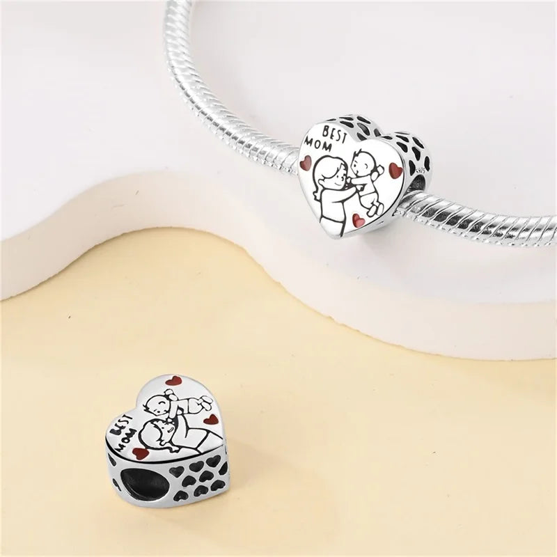 925 Sterling Silver Romantic Heart Series Charms Beads Fit Qikaola 925 Original Bracelet DIY Mother's Day Jewelry Gifts