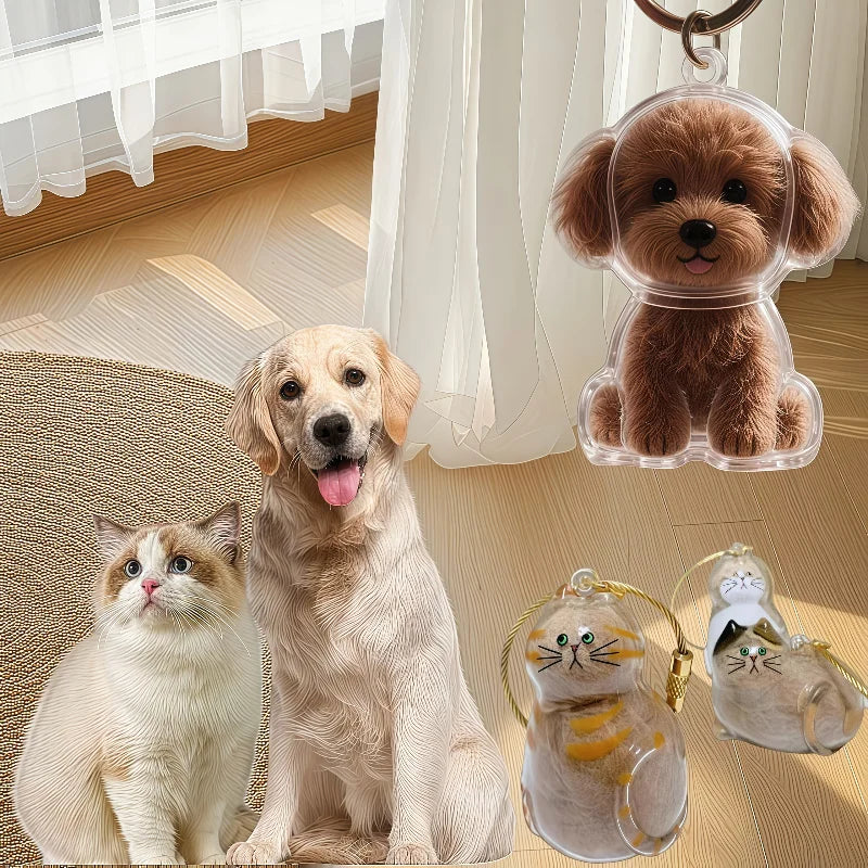 Cute Dog Pendant Keychain Pet Hair Collection Memorial Capsule With Key Ring Unique Keychain Novel Trendy Souvenir for Pet Lover