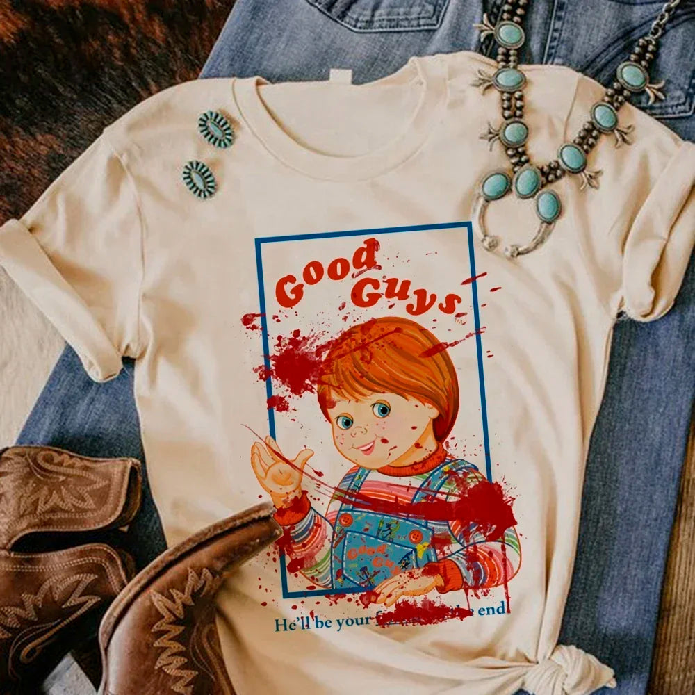 Satan Halloween Horror Ghost Tshirt Women Manga Streetwear Tshirt Female Harajuku Streetwear Y2k Clothes