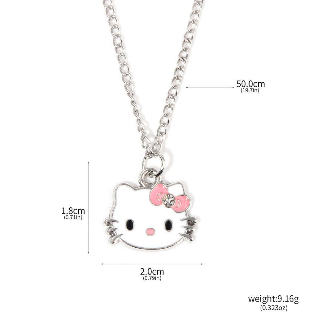 Anime Cartoon Sanrio Hello Kitty Pendant Necklace Fashion Bow Cute Cat Necklace for Women Jewelry Accessories Gifts