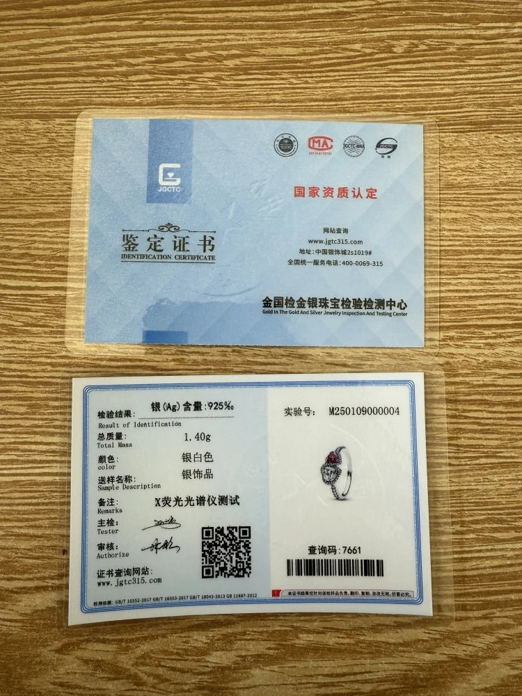 New 925 silver white pink double heart-shaped necklace ring earrings, suitable for Valentine's Day and women's holiday gifts