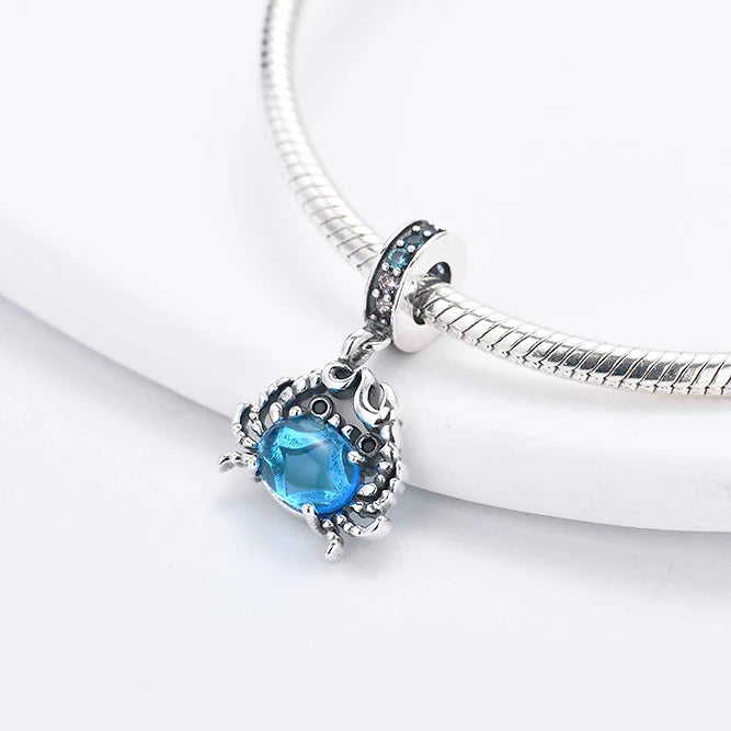 New 925 Sterlling Silver Elegant Blue Ocean Mermaid Koi Crab Charm Pendant Fit Original Bracelet DIY Women Jewelry Accessories